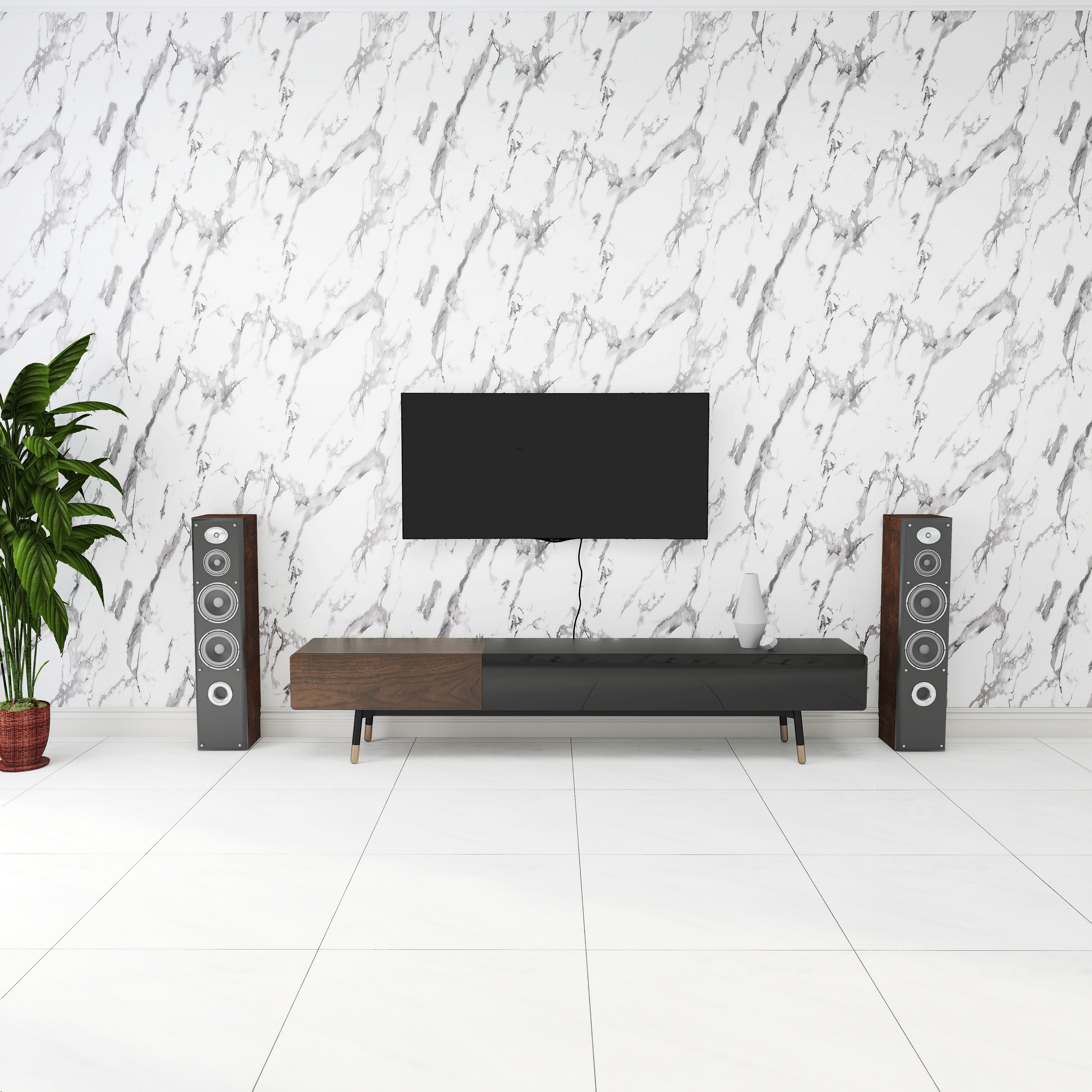 Image of 壁紙シール マーブル調 防水タイプ 5m YCB1045 シルバーヴェイン