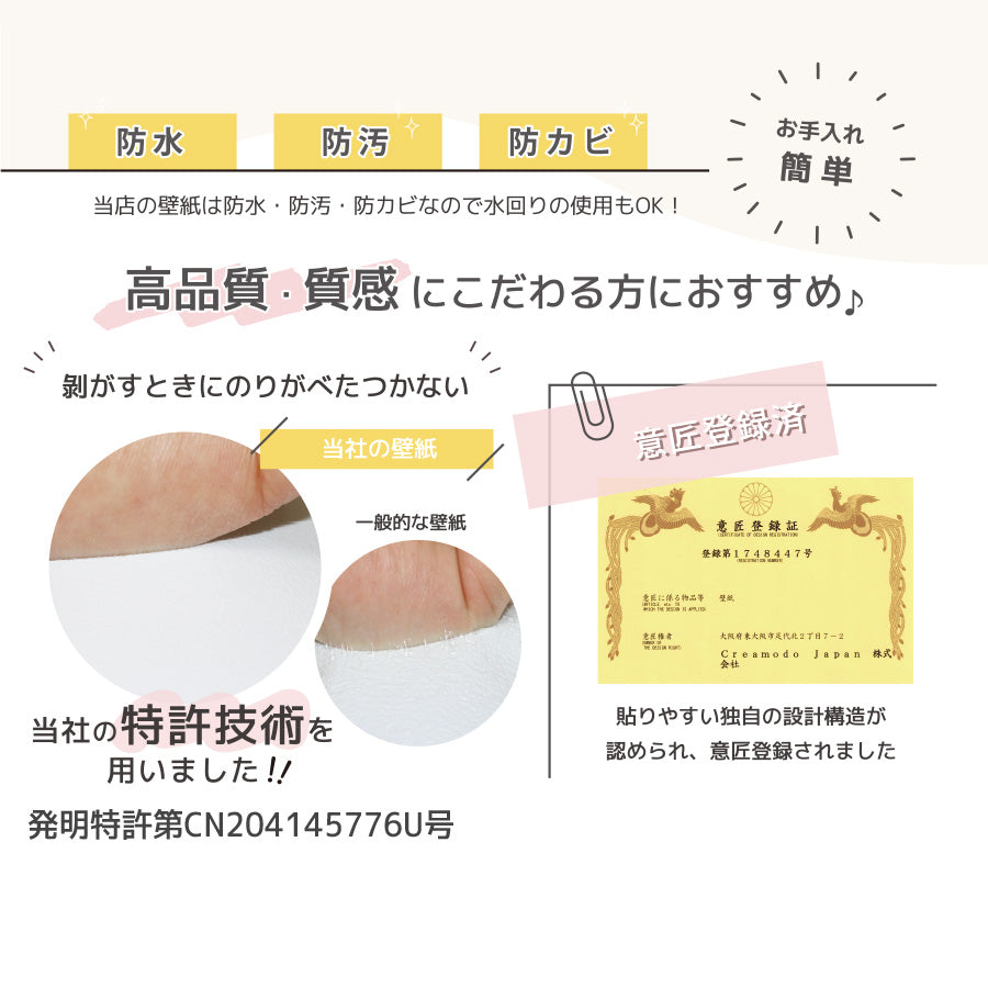 壁紙シール サンプル【30cm×14cm】貼ってはがせるリメイクシートお試し用カット