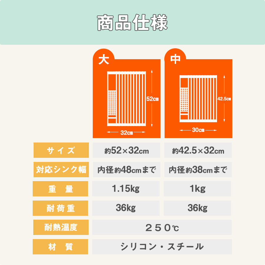 Image of 水切りラック 四角タイプ サイズ